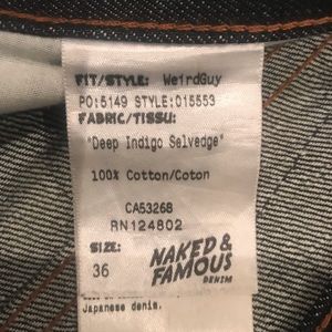 2 pair of Naked & Famous jeans.